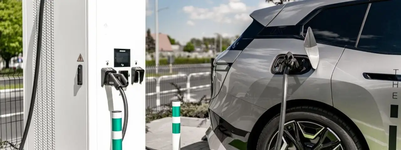 ładowarka samochodowa obok budynku instytucji kultury