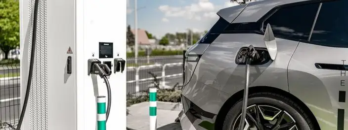 ładowarka samochodowa obok budynku instytucji kultury