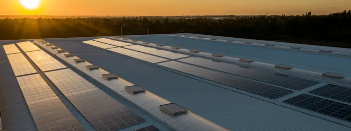 Panele fotowoltaiczne na dachu hali