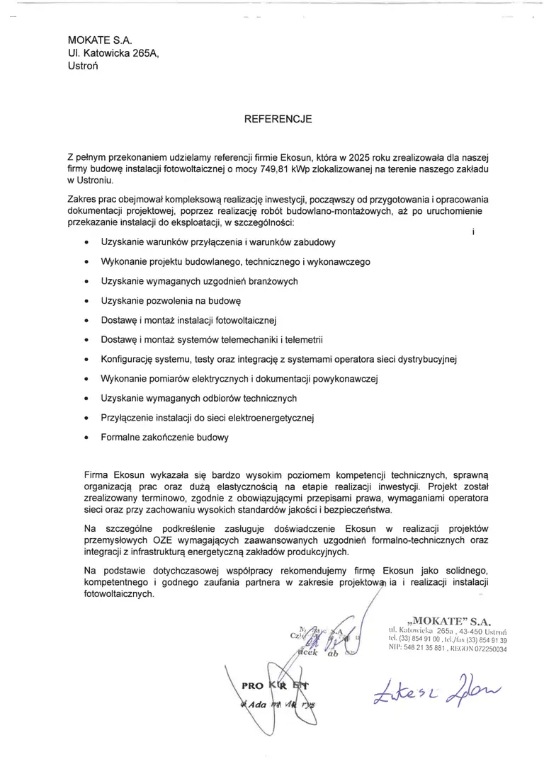 referencje Mokate